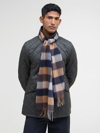 Barbour sjaal tattersall donkerblauw beige Barbour sjaal tattersall donkerblauw beige