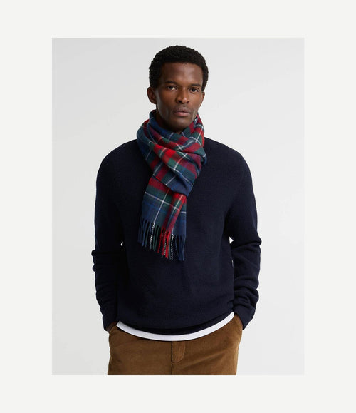 Sjaal tartan wool cashmere donkerblauw
