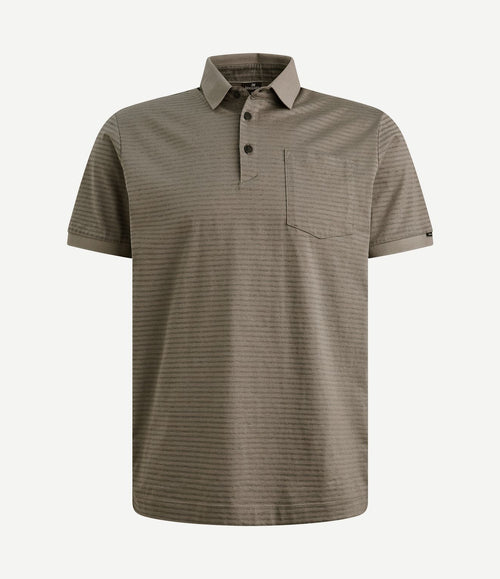 Jersey poloshirt streep taupe