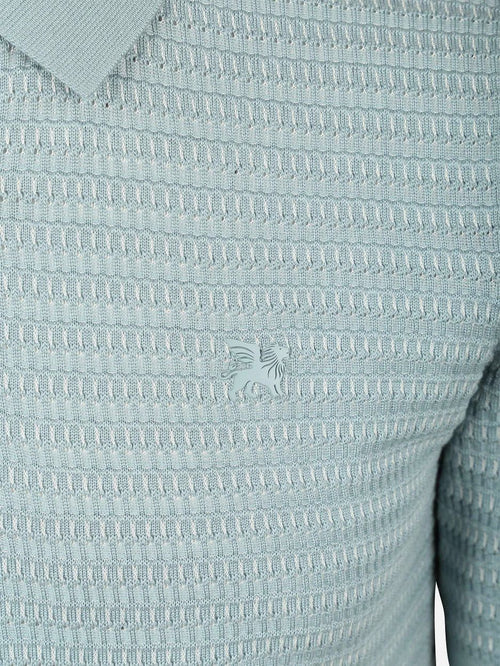 Knitted poloshirt arona blauw
