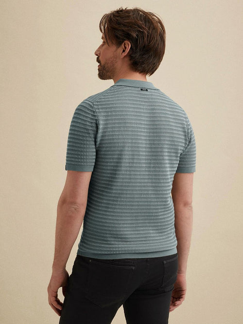Knitted poloshirt arona blauw