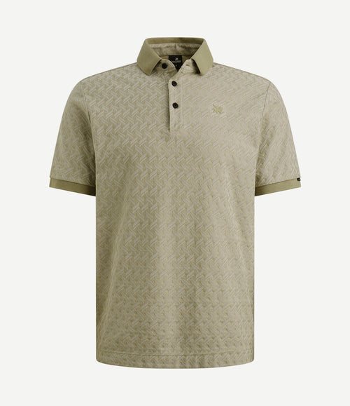 Knitted poloshirt jacquard print groen