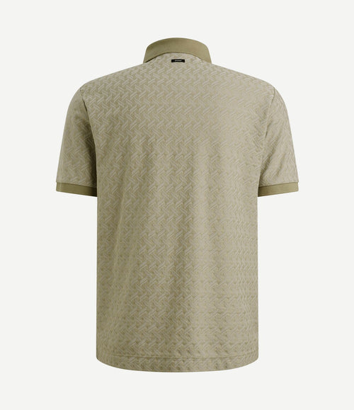 Knitted poloshirt jacquard print groen
