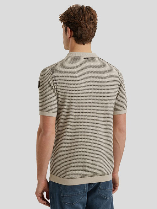 Knitted poloshirt print beige