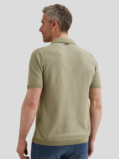 Knitted poloshirt streep groen