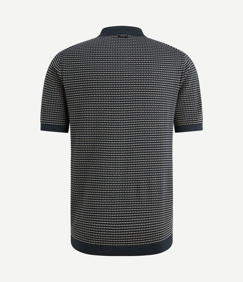Knitted poloshirt streep donkerblauw