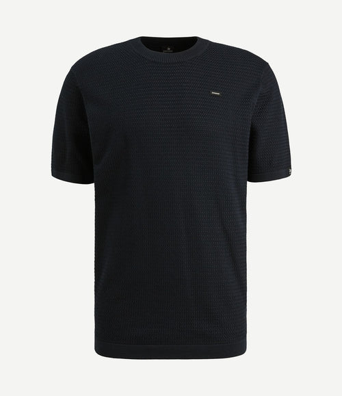 Knitted t-shirt donkerblauw