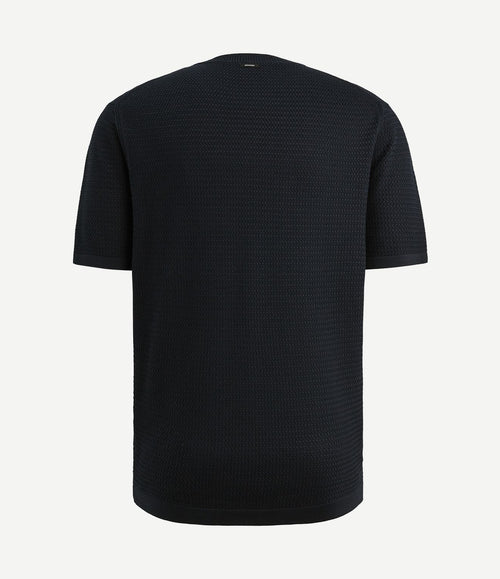 Knitted t-shirt donkerblauw
