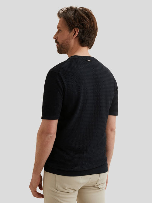 Knitted t-shirt donkerblauw