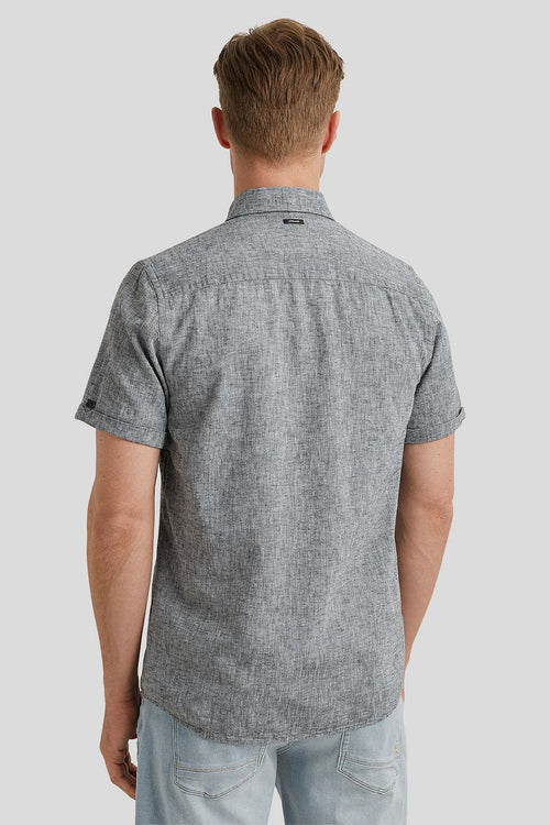 Short sleeve overhemd linnen antraciet