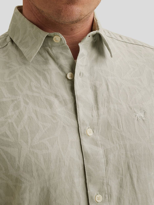 Short sleeve overhemd jacquard greige