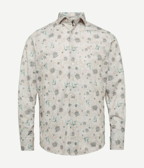 Vanguard overhemd bloemen beige
