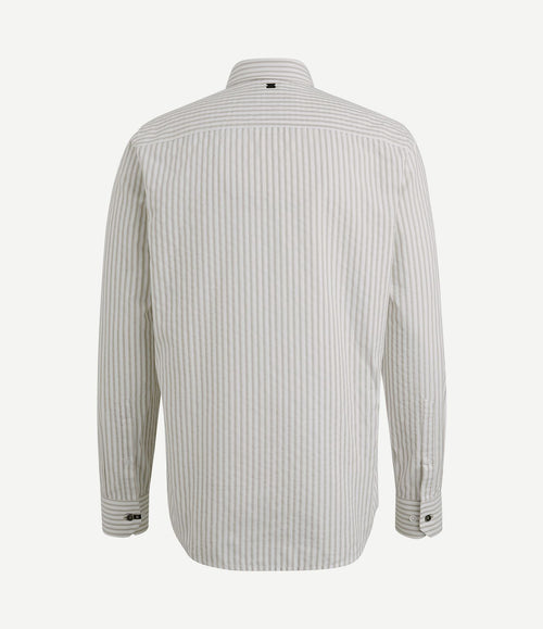 Overhemd dobby streep beige