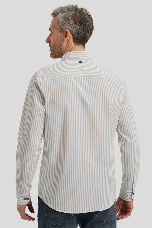 Overhemd dobby streep beige