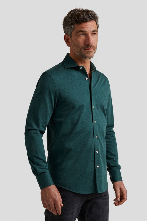 Vanguard overhemd donkergroen melange | Regular-fit