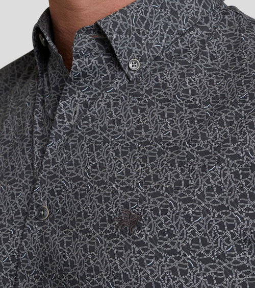 Vanguard overhemd print antraciet | Regular-fit