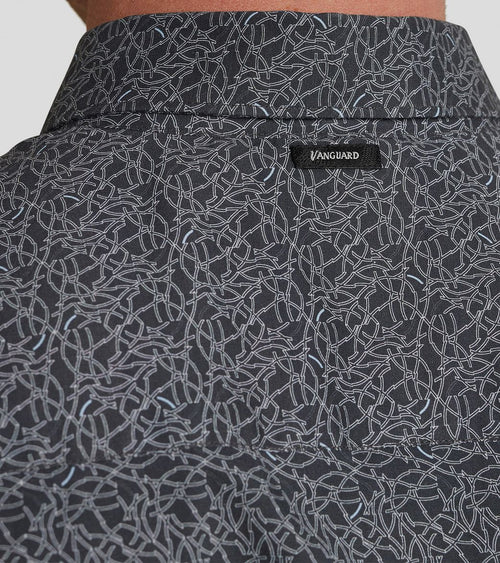 Vanguard overhemd print antraciet | Regular-fit
