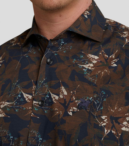 Overhemd print donkerblauw