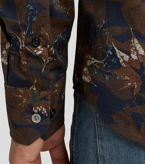 Overhemd print donkerblauw