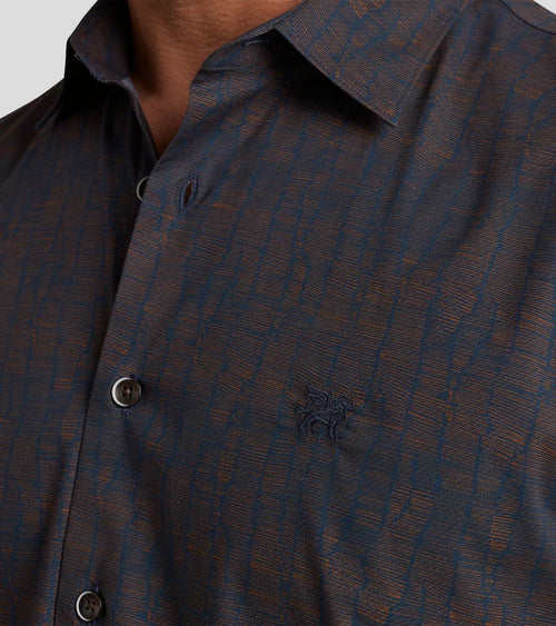 Vanguard overhemd print donkerblauw | Regular-fit