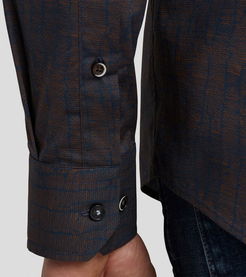 Vanguard overhemd print donkerblauw | Regular-fit
