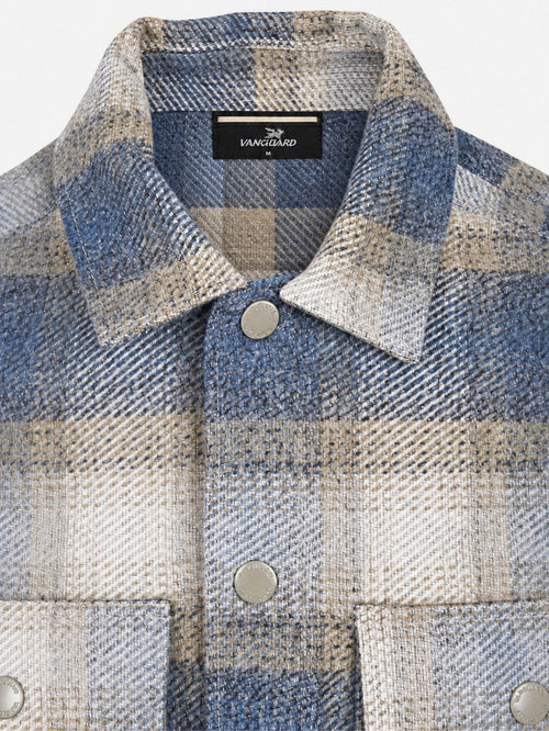 Overshirt brushed ruiten blauw