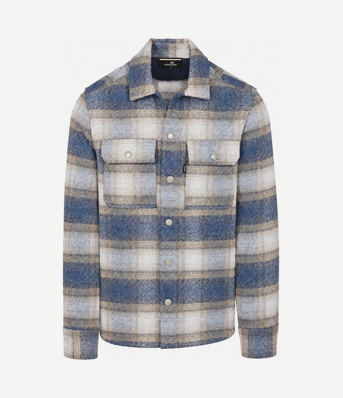 Overshirt brushed ruiten blauw