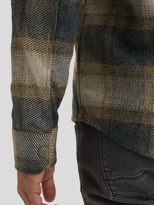 Overshirt brushed ruiten blauw