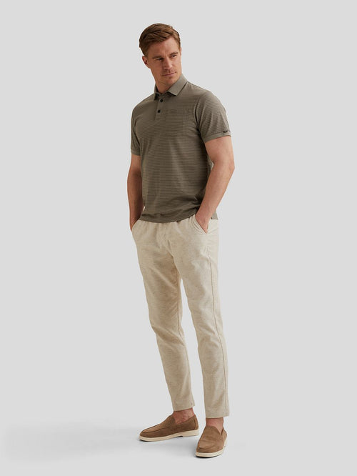 Jersey poloshirt streep taupe