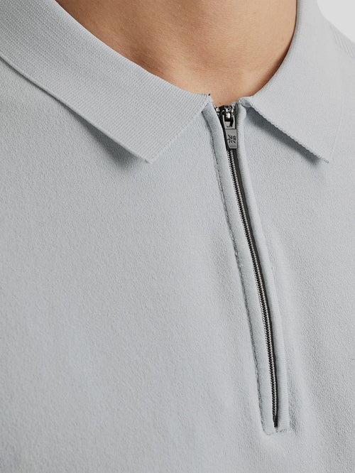 Poloshirt half-zip lichtblauw