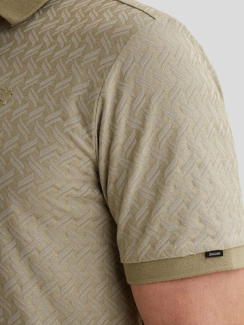 Knitted poloshirt jacquard print groen