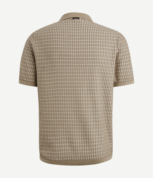 Vanguard poloshirt knitted checks beige