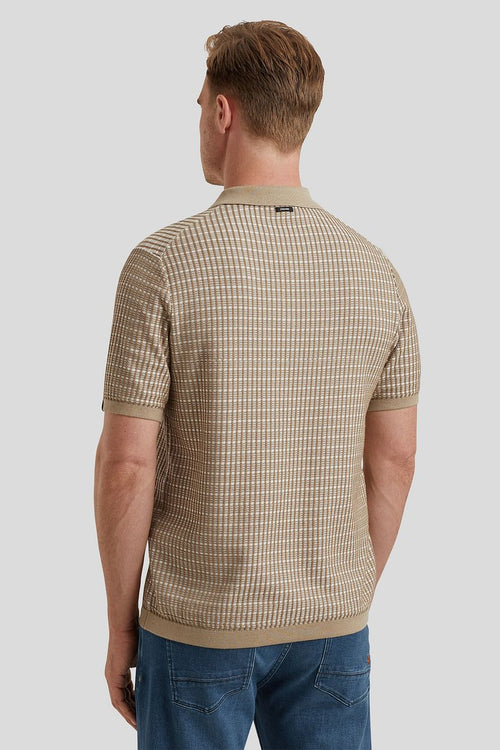 Vanguard poloshirt knitted checks beige