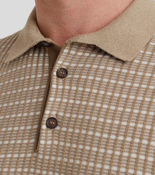 Vanguard poloshirt knitted checks beige