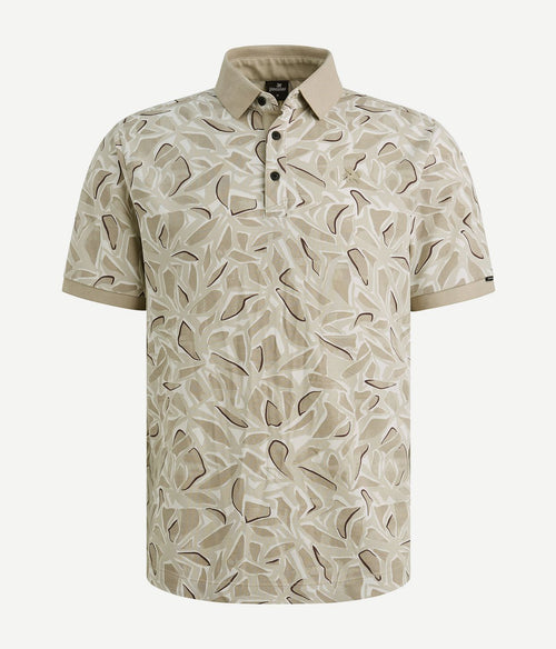 Poloshirt piqué print beige