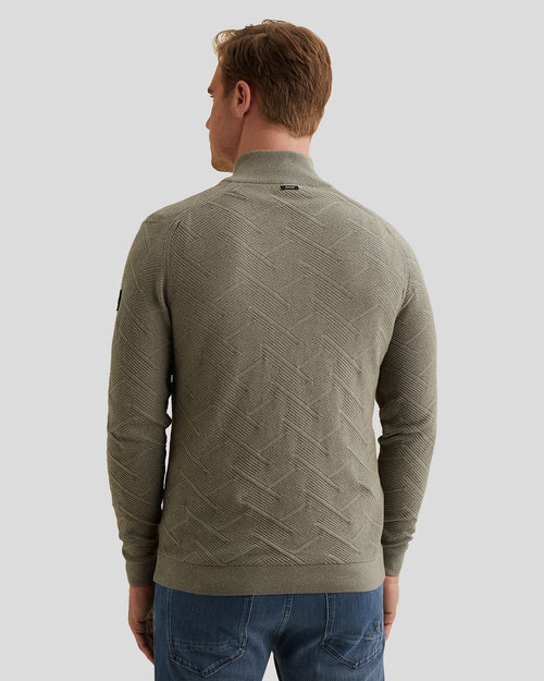 Pullover halve rits mouline forest fog