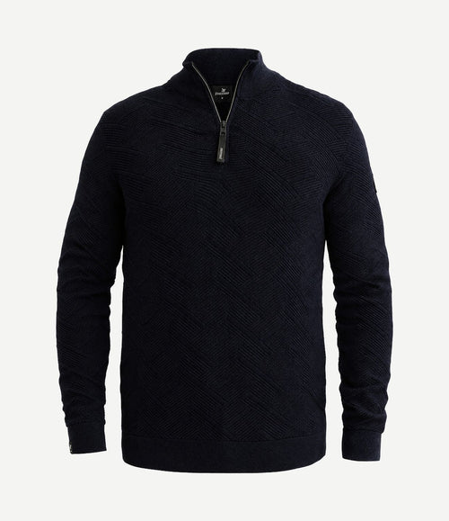 Pullover halve rits mouline sky captain