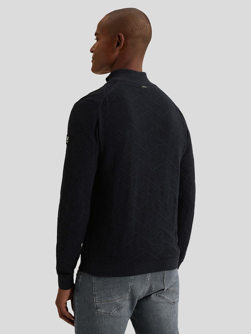 Pullover halve rits mouline sky captain