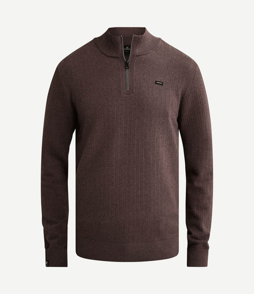 Pullover halve rits structure moonscape