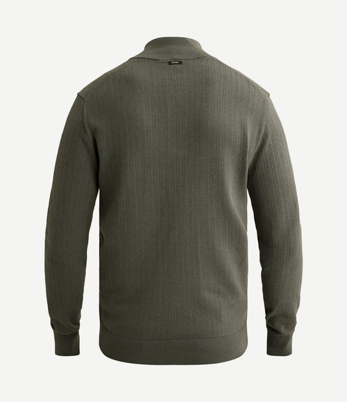 Pullover halve rits structure urban chic groen