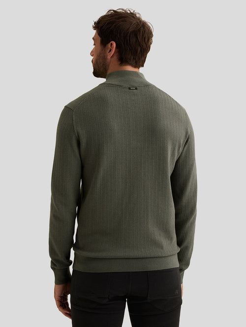 Pullover halve rits structure urban chic groen