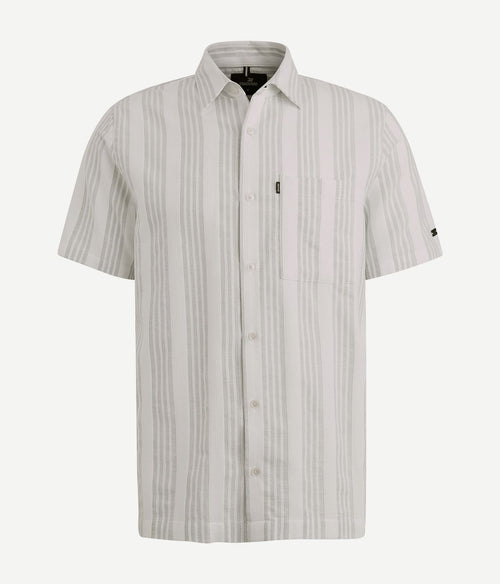 Vanguard short sleeve overhemd dobby streep groen | Regular-fit