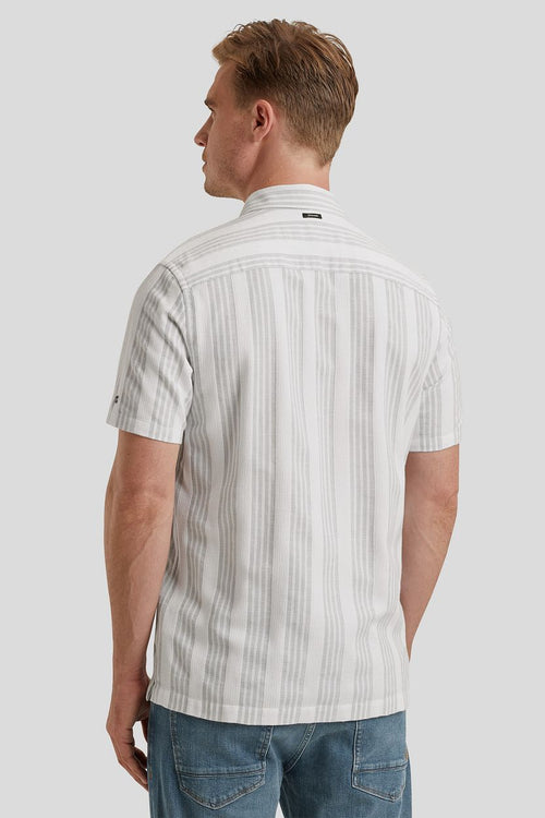 Short sleeve overhemd dobby streep groen