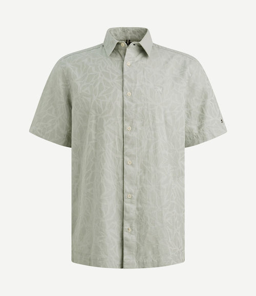 Short sleeve overhemd jacquard greige