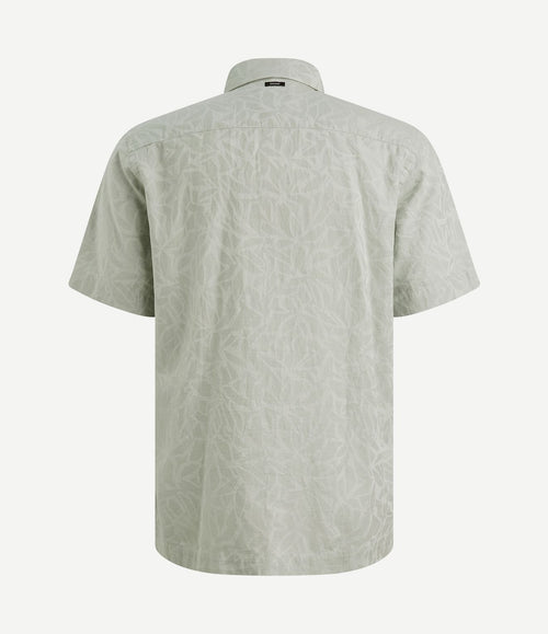 Short sleeve overhemd jacquard greige