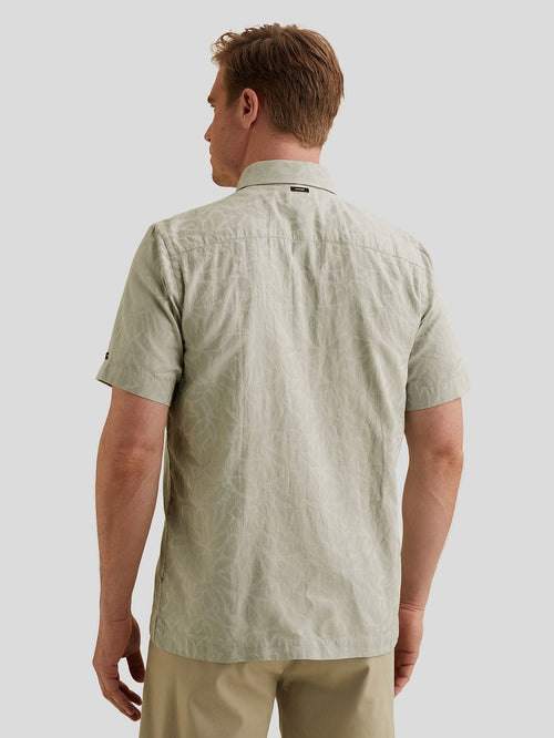 Short sleeve overhemd jacquard greige