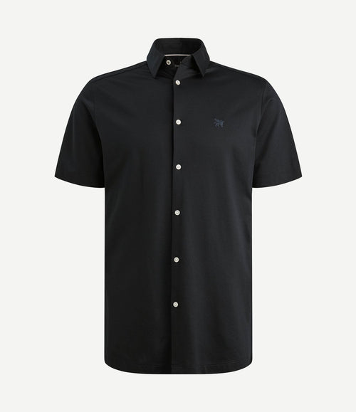Short sleeve overhemd jersey donkerblauw