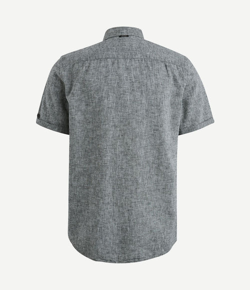 Short sleeve overhemd linnen antraciet