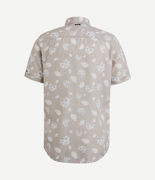 Short sleeve overhemd linnen beige