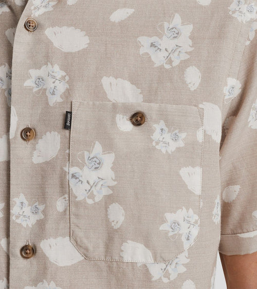 Short sleeve overhemd linnen beige